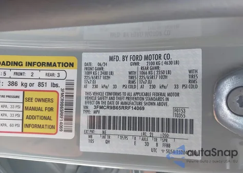 2024 Ford Bronco Sport Big Bend from USA, damaged, VIN 3FMCR9B65RRF14069